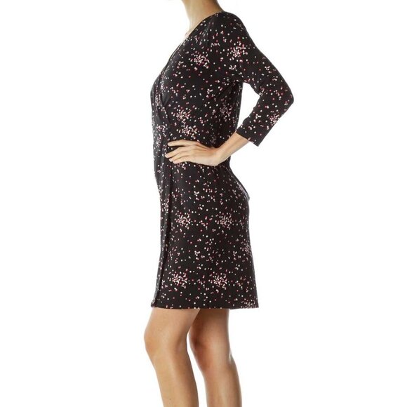 Ann Taylor Black Polka-Dot Gathered Jersey Dress - Picture 3 of 3